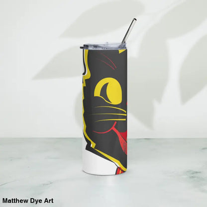Vintage Halloween Cat Tumbler in high-grade stainless steel with straw for stylish sips
