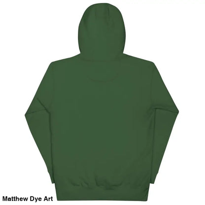 Back view of Vintage Cat Unisex Hoodie showcasing its enchanting design in forest green