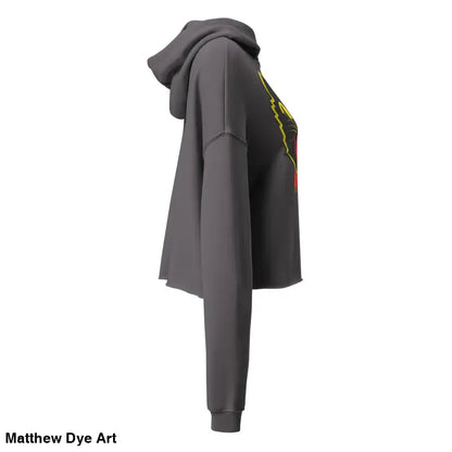 Stylish vintage black cat crop hoodie in gray, perfect for Halloween celebrations