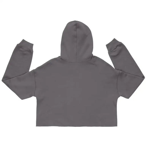 Gray cropped hoodie sweatshirt with long sleeves, a remarkable statement piece for any outfit