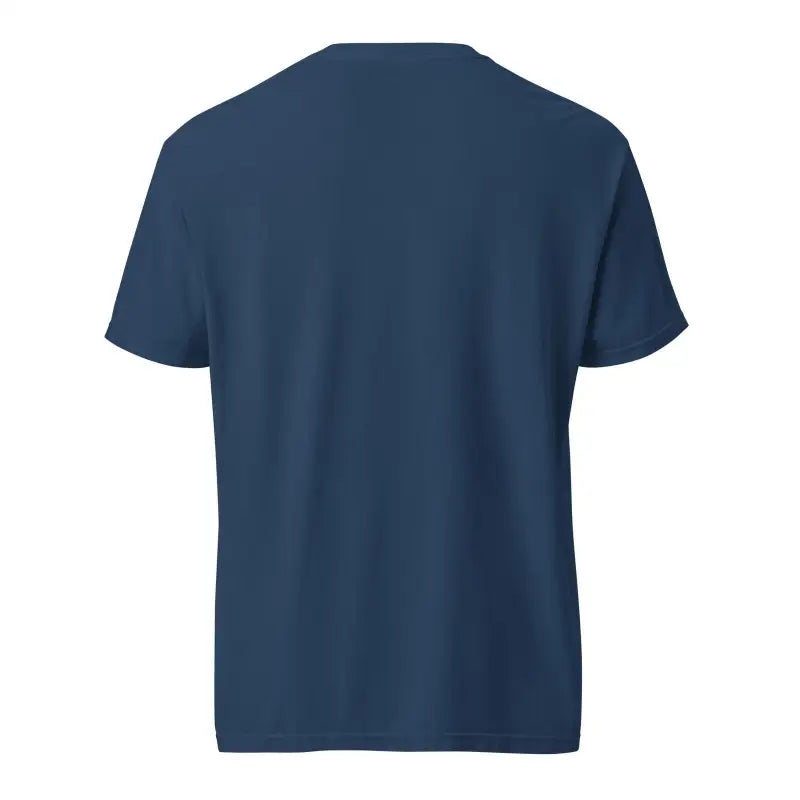 Navy blue heavyweight t-shirt featuring Zombie Cinema design displayed from the back