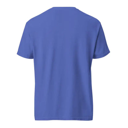 Plain blue heavyweight t-shirt featuring Zombie Cinema Reverie design for zombie movie fans