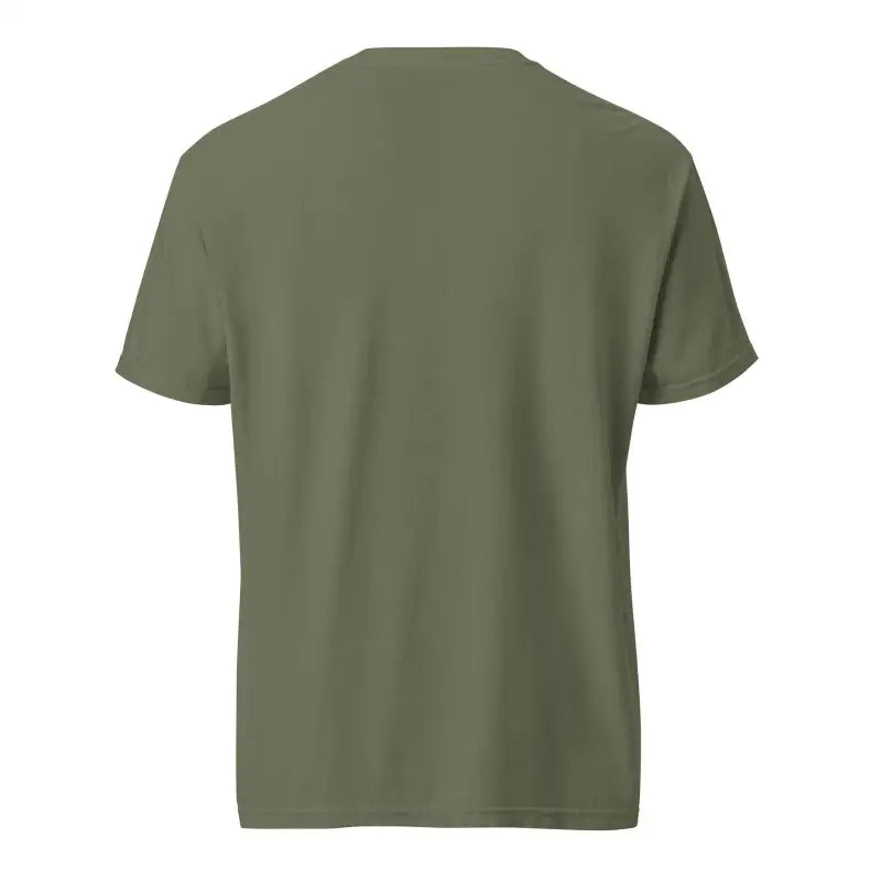 Plain olive green short sleeve heavyweight t-shirt for Zombie Cinema Reverie design