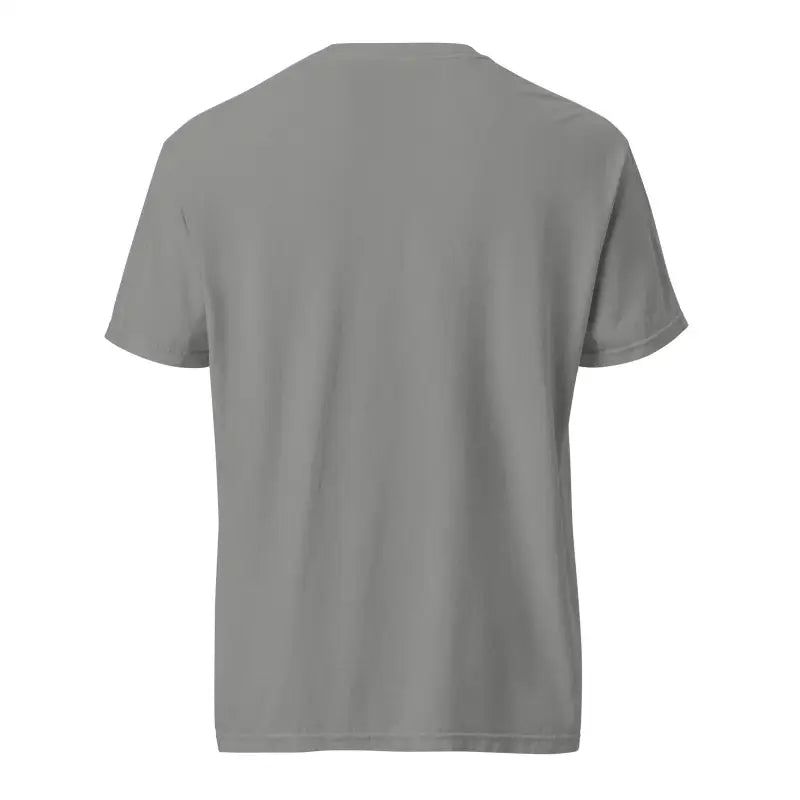 Plain gray heavyweight t-shirt back view featuring Zombie Cinema design