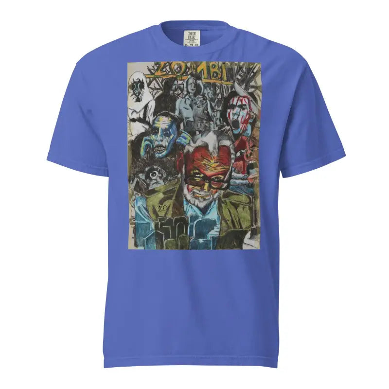 Royal blue heavyweight t-shirt with abstract graffiti artwork from Zombie Cinema